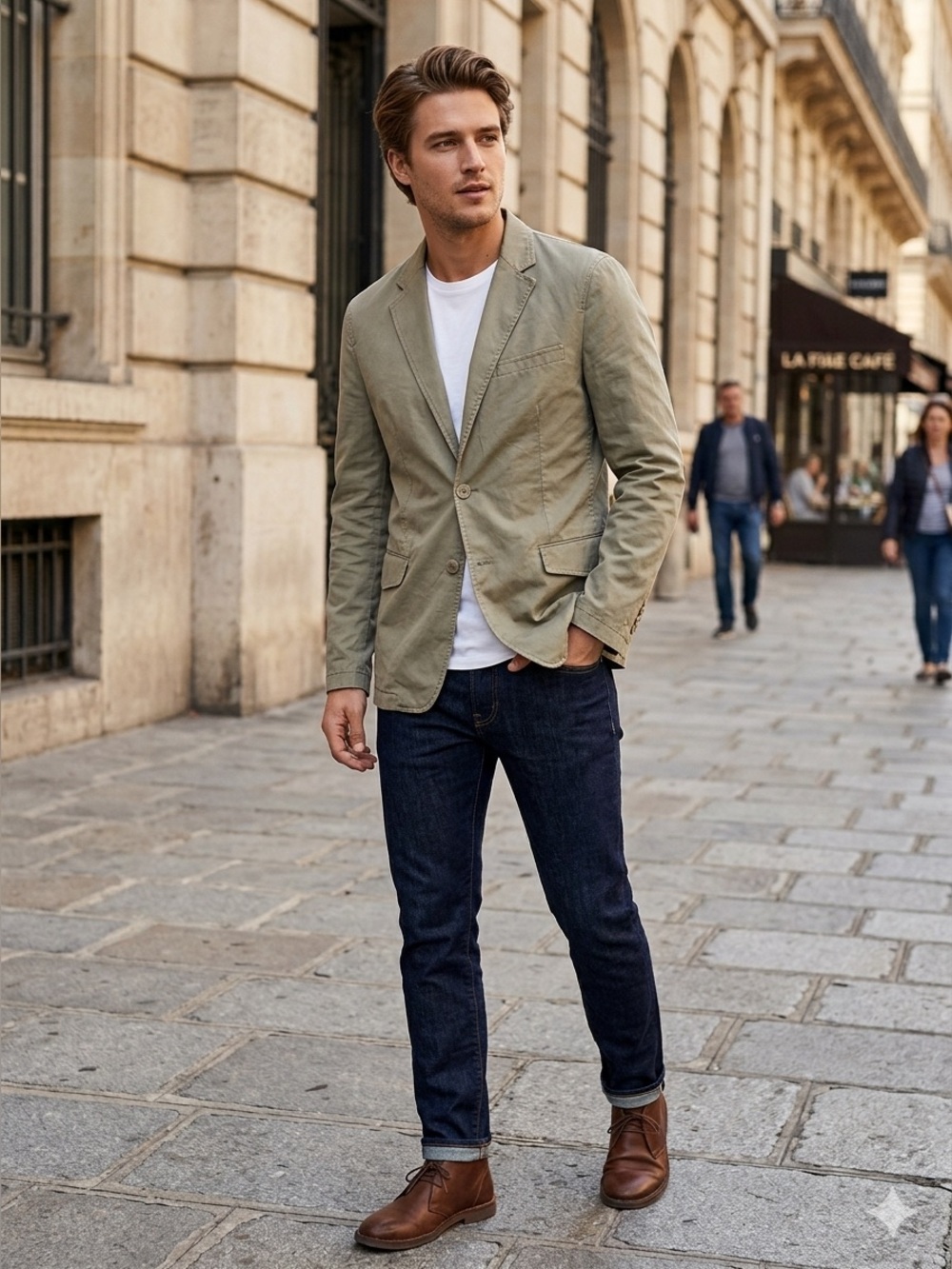 Zara Olive Cotton-Blend Blazer Jacket -